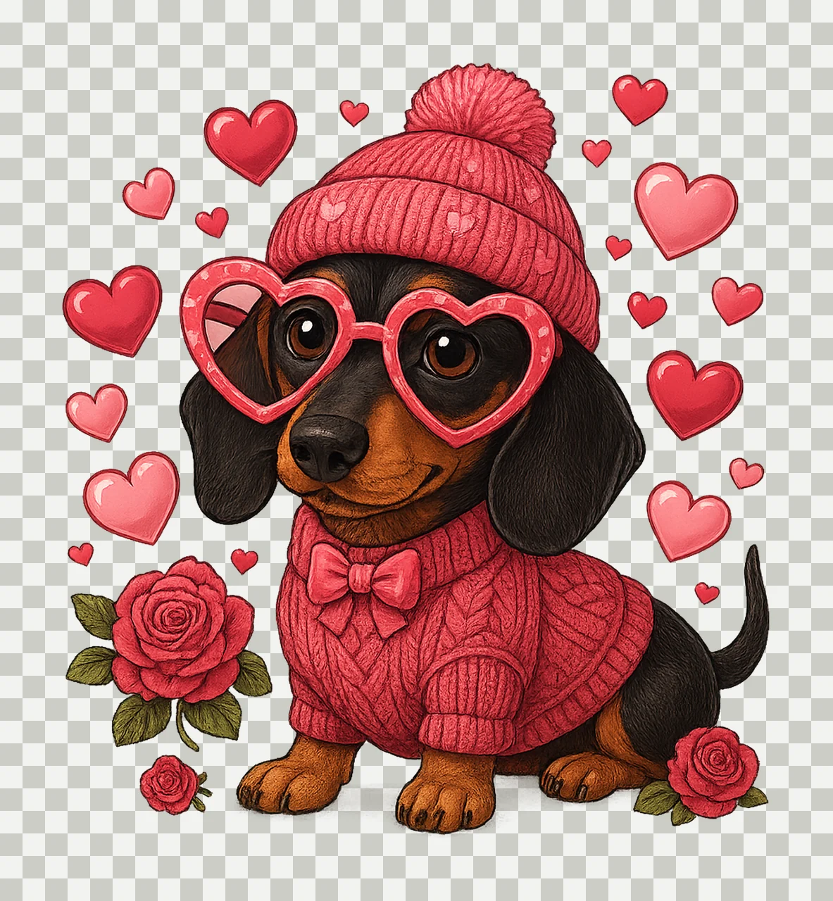 Valentine Dachshund Dog Mom Artwork Cute Puppy Design Heart transparency and detail preview thumbnail