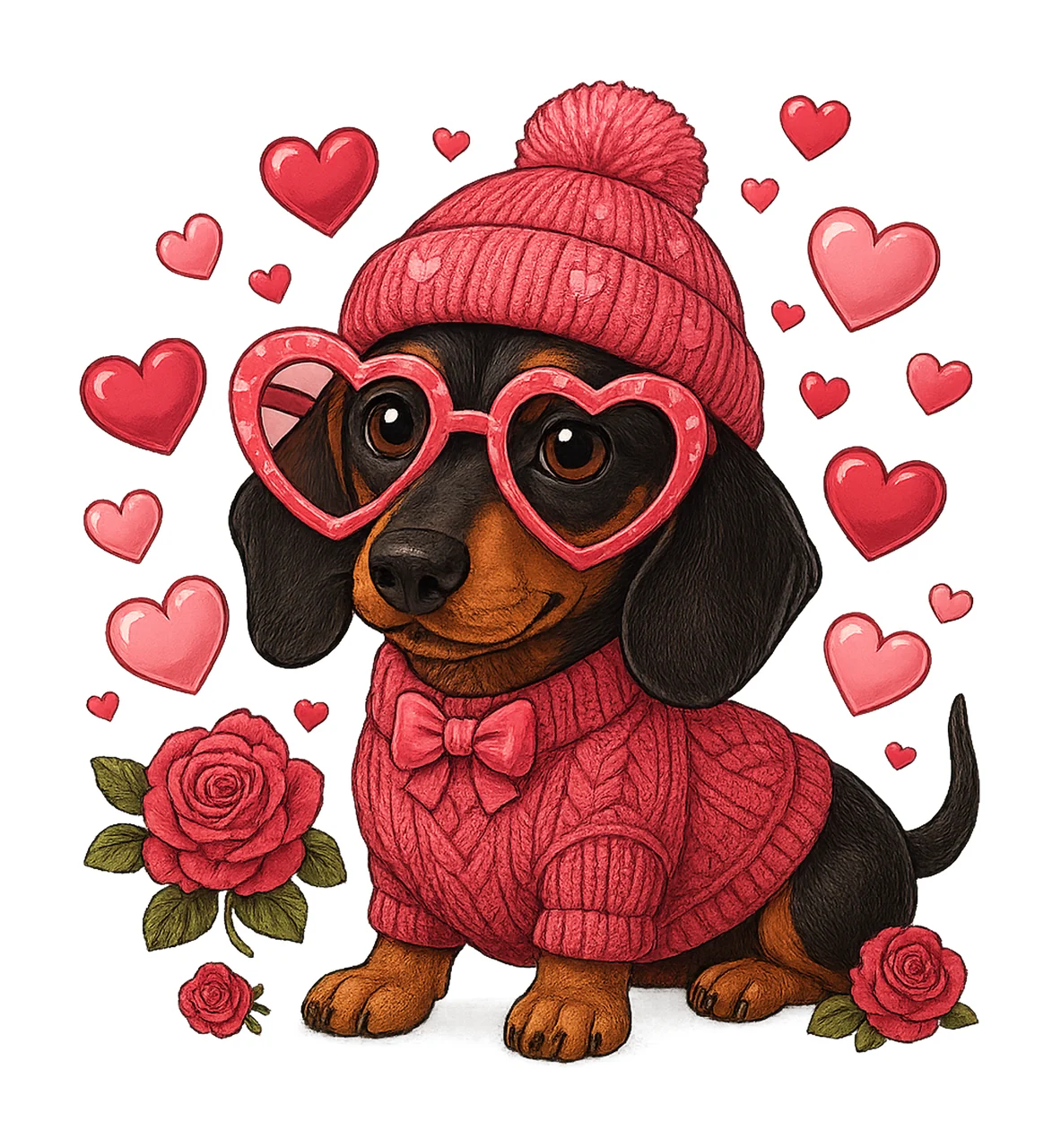 Valentine Dachshund Dog Mom Artwork Cute Puppy Design Heart