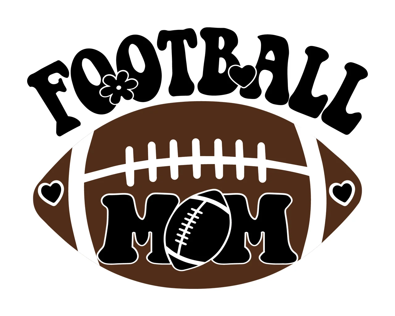 Football Mom Script With Flower And Hearts Decorating shape