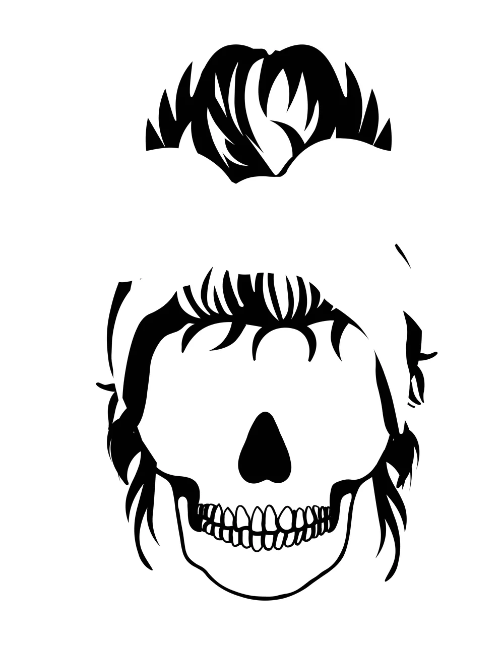Keychain Skull Wearing Sunglasses And Hair Bow stencil black