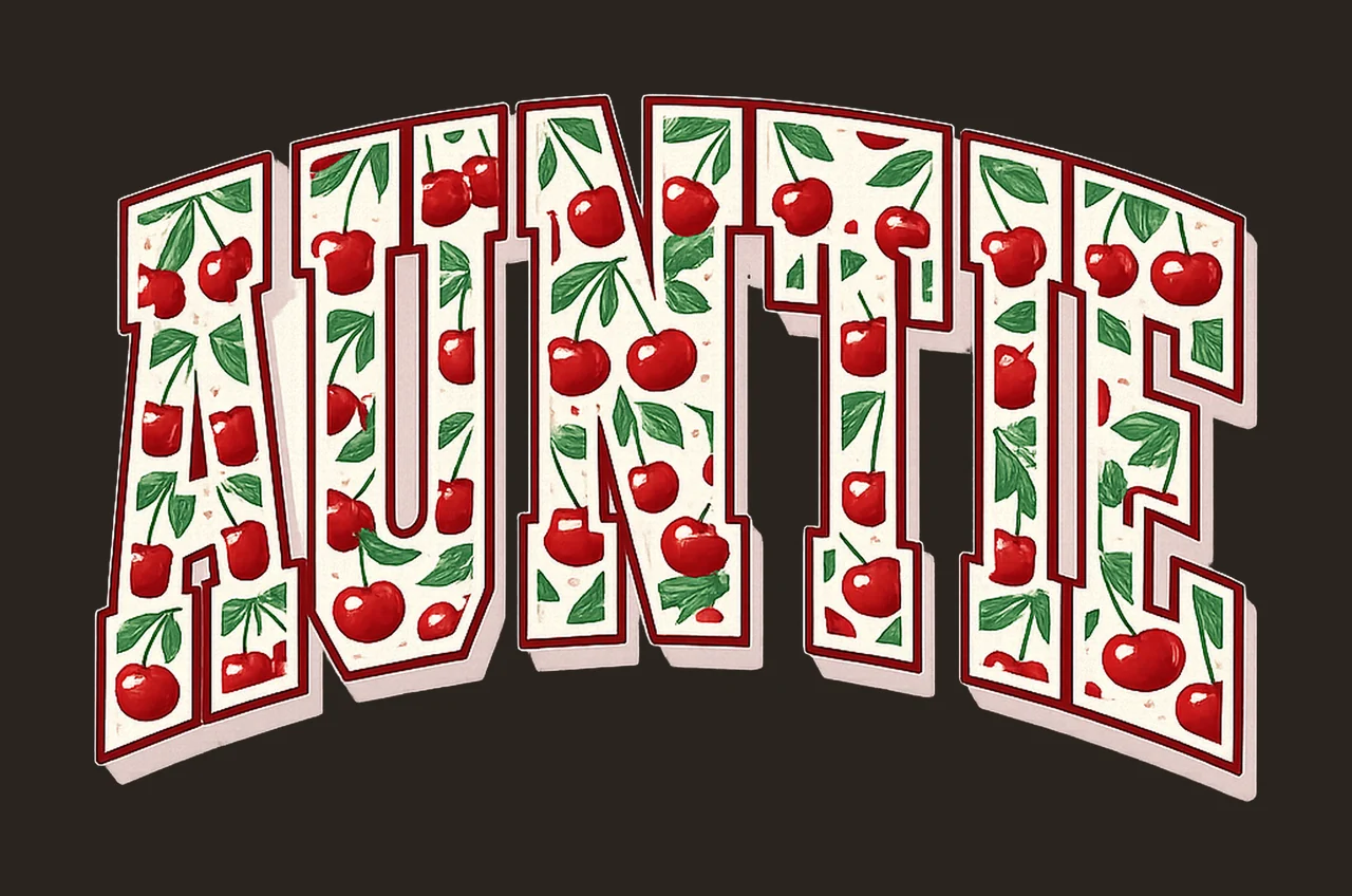 Trendy retro auntie cherry first birthday design summer contrast preview thumbnail