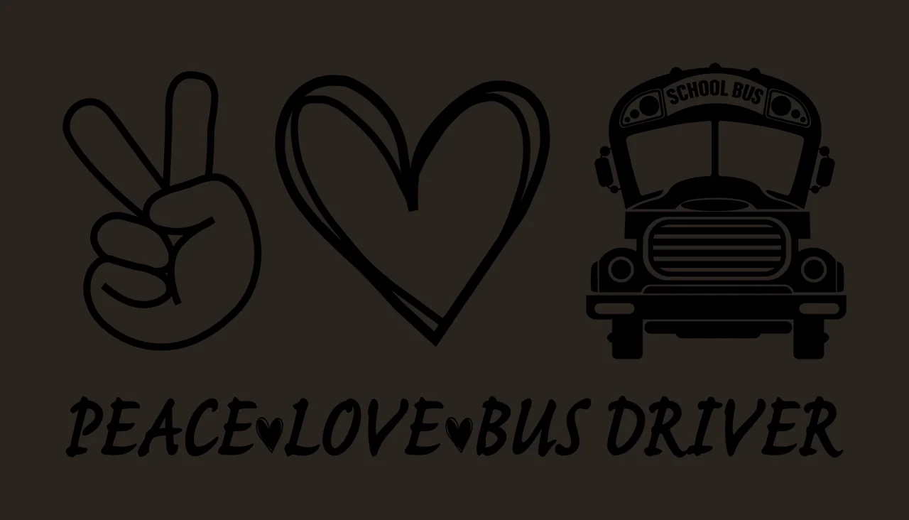 School Bus Peace Typography Design sign hand heart line art contrast preview thumbnail