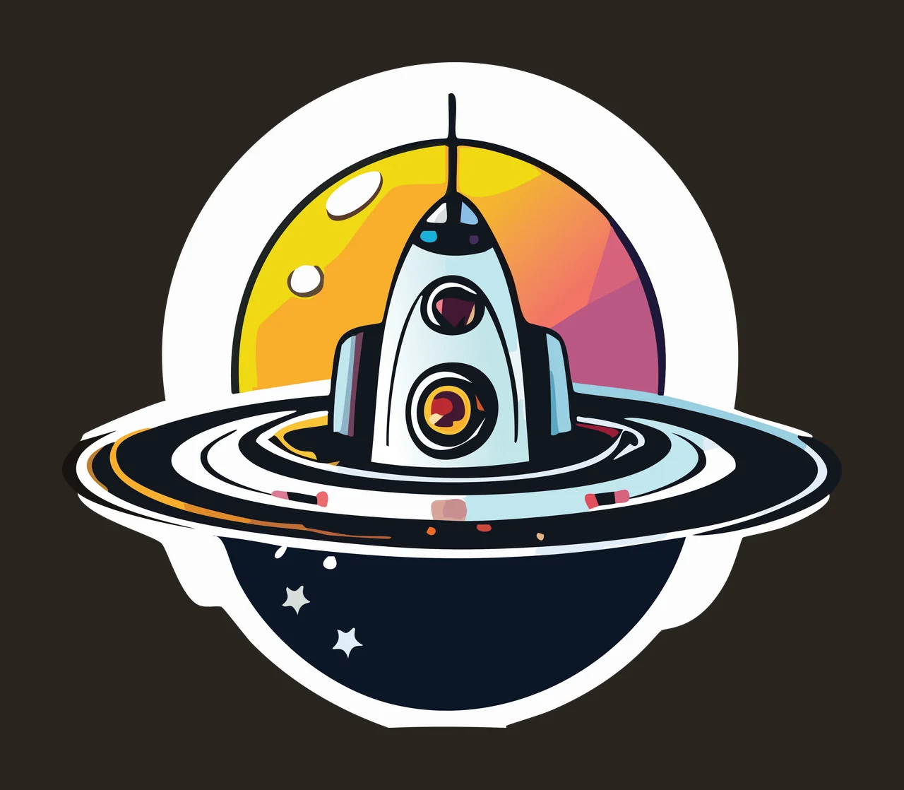 Space Planet With Rings Orbital Icon globe circle silhouette contrast preview thumbnail
