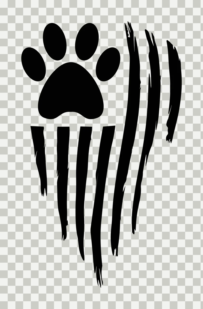Paw Animal Print Graphic Above Uneven Vertical Textured lines transparency and detail preview thumbnail