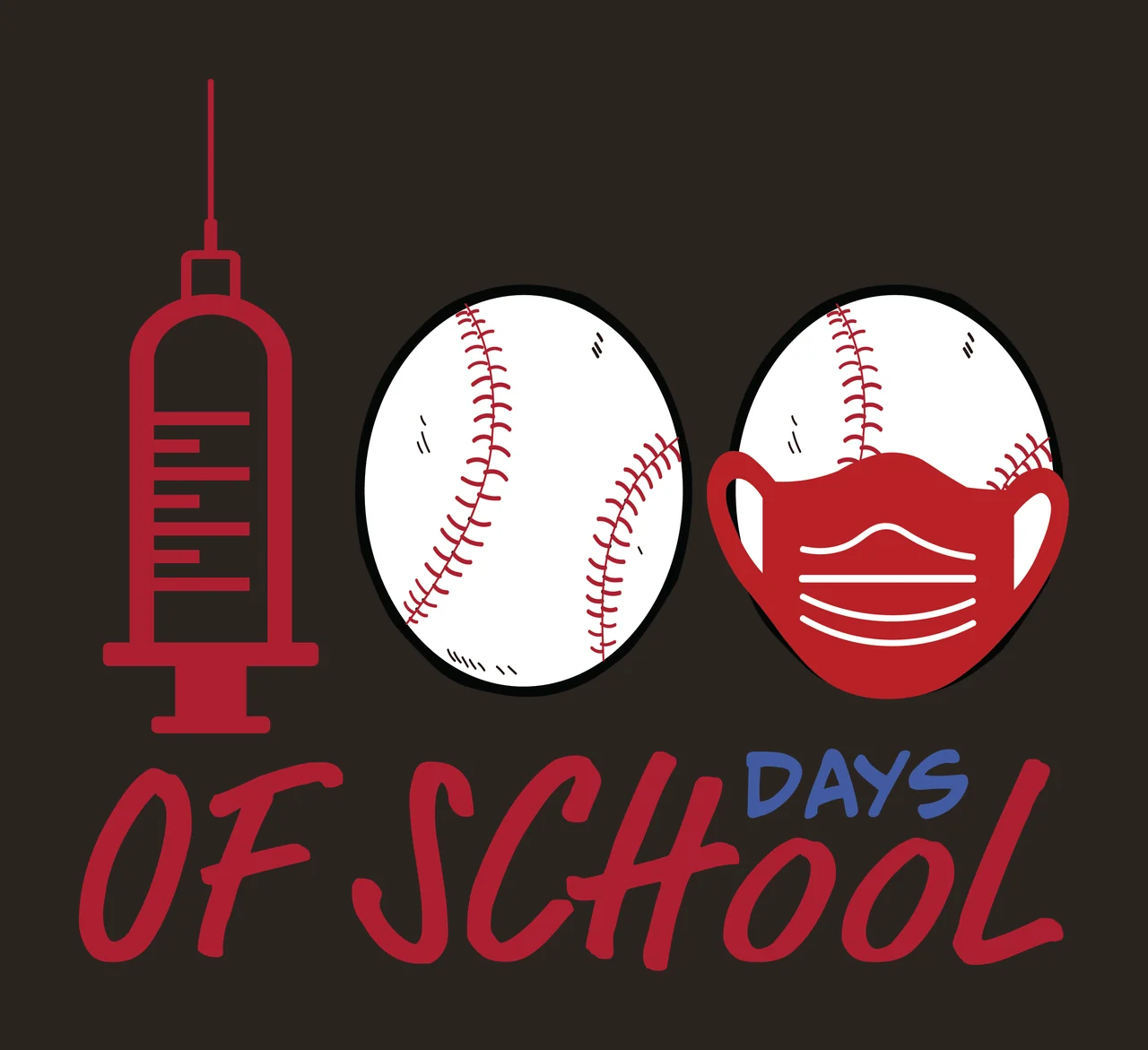 100 Days Of School Syringe Graphic forming numbers ovals minimalist contrast preview thumbnail