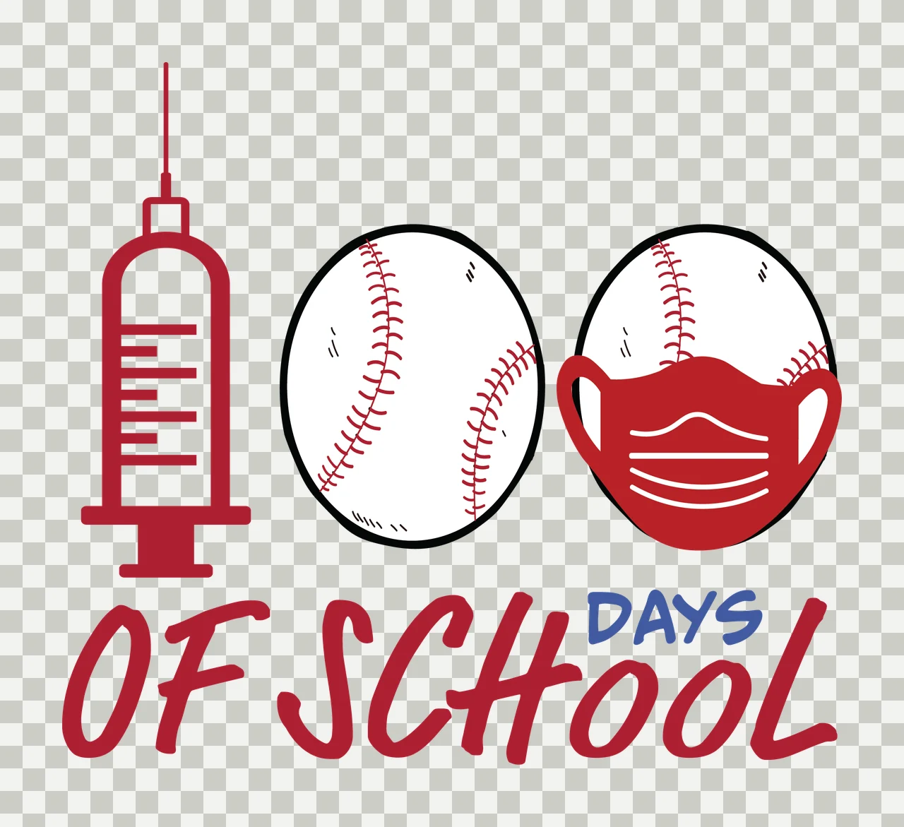 100 Days Of School Syringe Graphic forming numbers ovals minimalist transparency and detail preview thumbnail