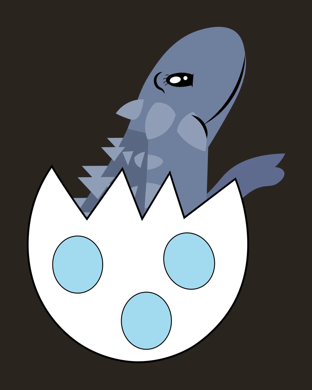 Dinosaur Black Silhouette Of A Hatched hatching spikes egg shell contrast preview thumbnail