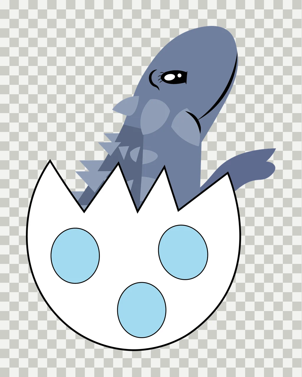 Dinosaur Black Silhouette Of A Hatched hatching spikes egg shell transparency and detail preview thumbnail