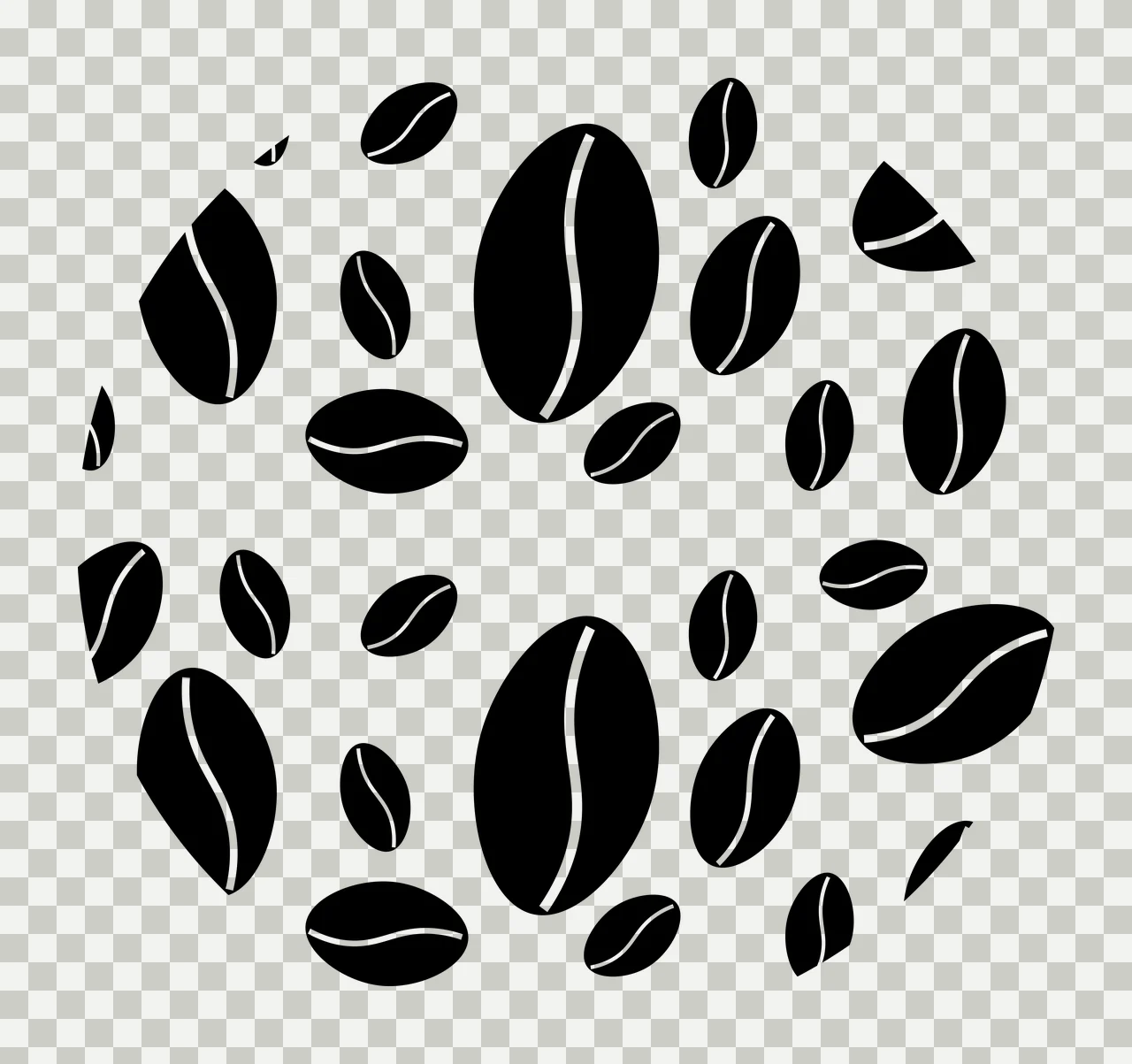 Keychain Coffee Bean Scattered Pattern Graphic beans flat illustration transparency and detail preview thumbnail
