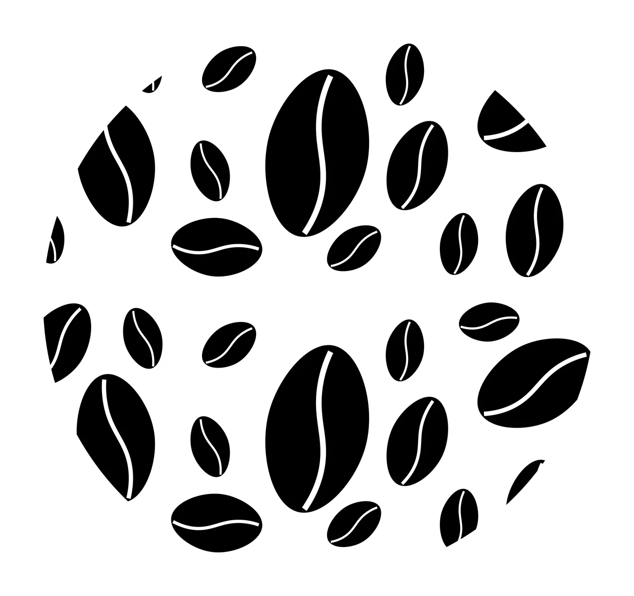 Keychain Coffee Bean Scattered Pattern Graphic beans flat illustration