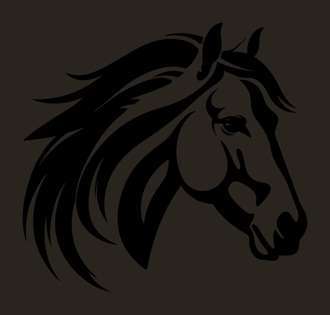 Horse Head Stylized Of A With Flowing Long profile mane eye contrast preview thumbnail