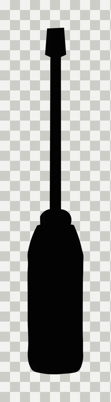 Silhouette Design of screwdriver with handle, shaft and flathead tip in black and white transparency and detail preview thumbnail
