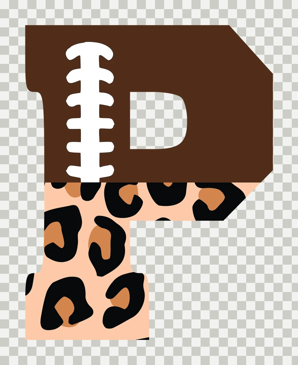 Football Font Half Leopard Character 06 american gridiron touchdown transparency and detail preview thumbnail