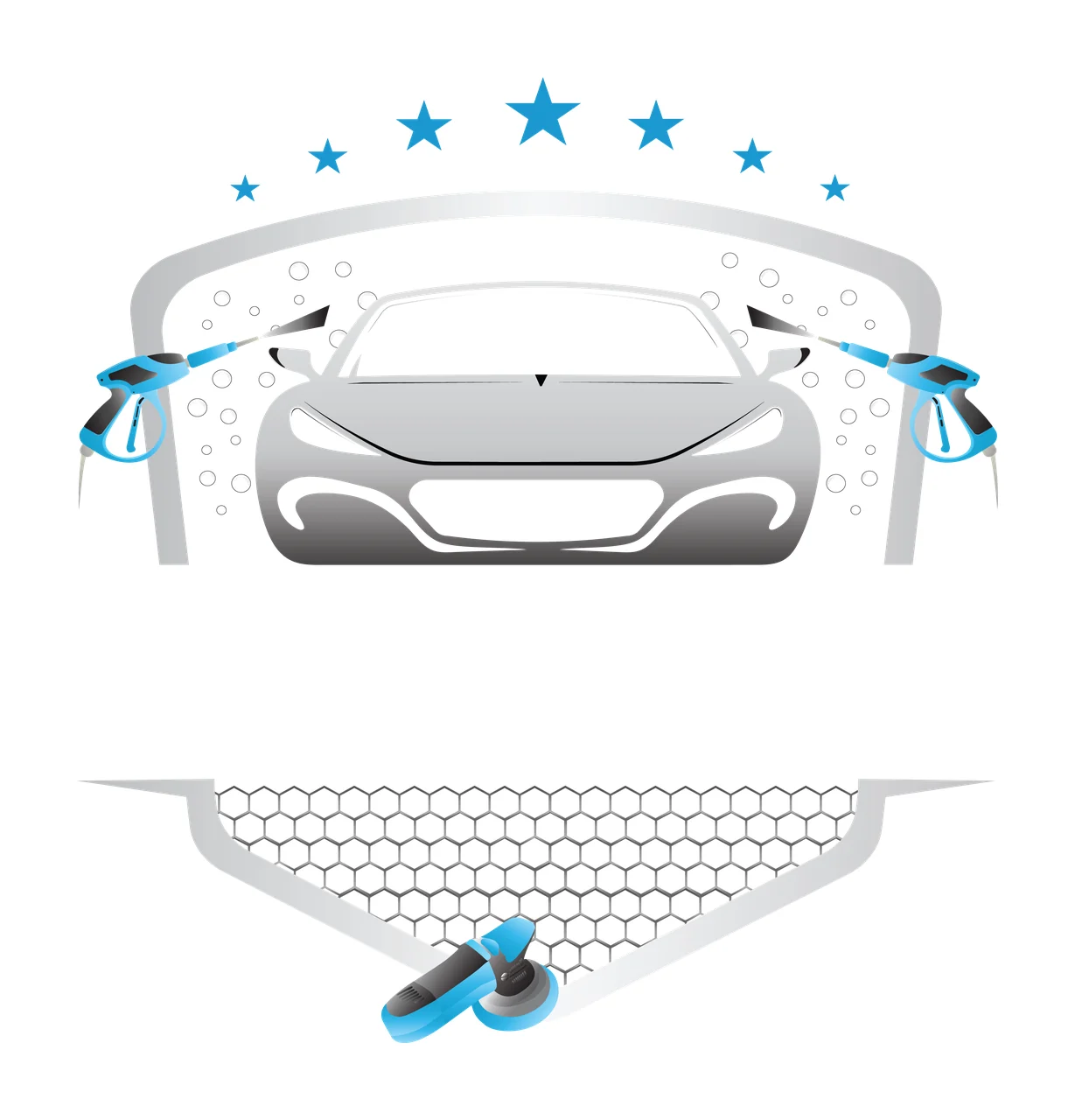 Logo Front View Of Car With Spray Nozzles honeycomb stars black