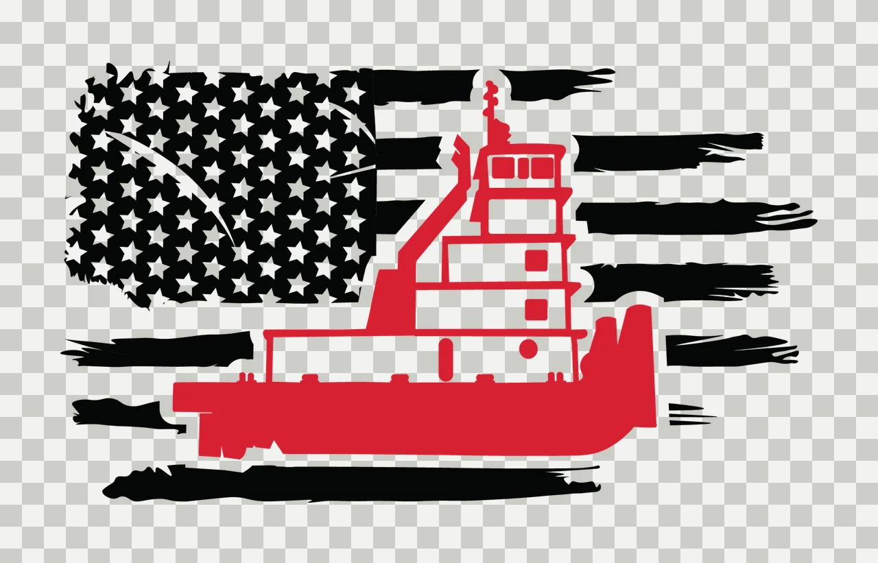 Can Glass Wrap Tugboat Graphic On American Flag transparency and detail preview thumbnail