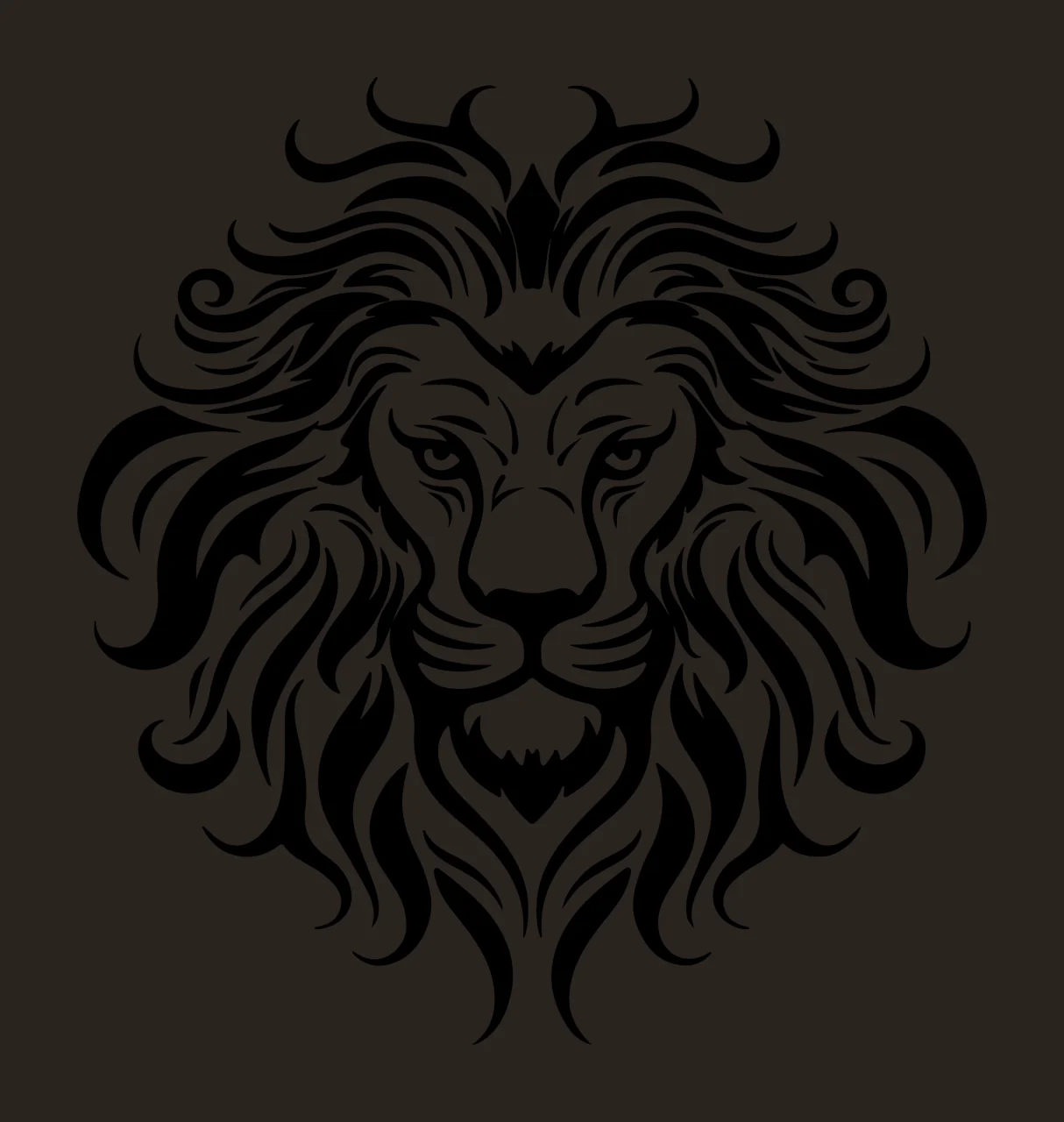 Lion Head With Flowing Mane Graphic tribal black white animal contrast preview thumbnail