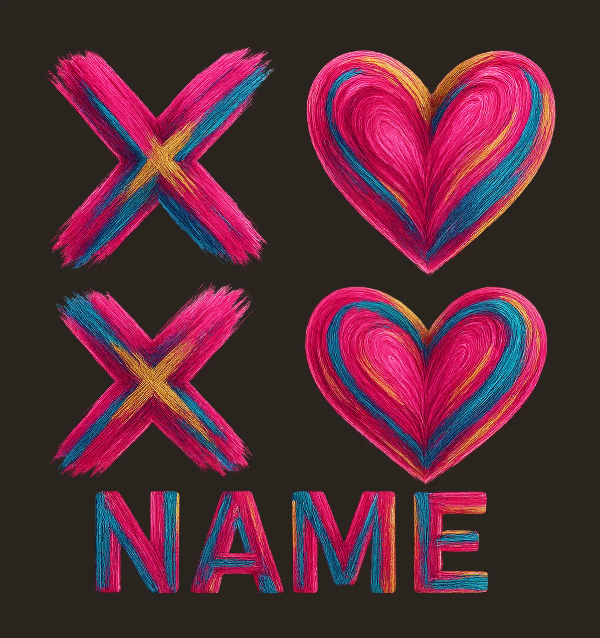Valentines Day Heart Brushstroke XOXO Retro Valentine Design contrast preview thumbnail