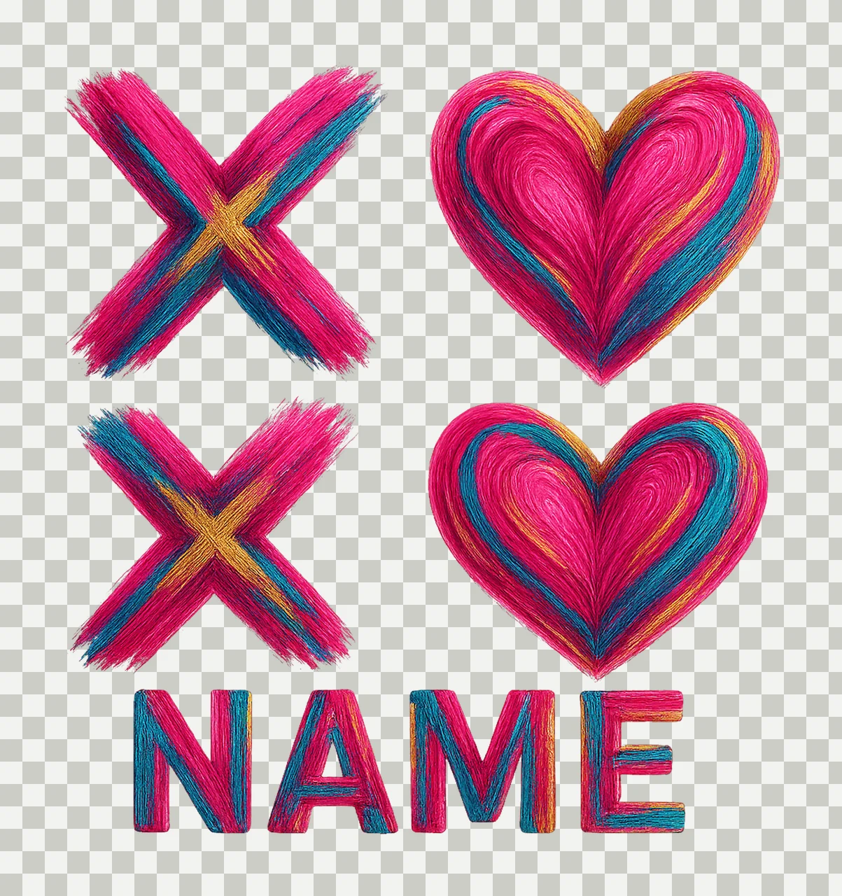 Valentines Day Heart Brushstroke XOXO Retro Valentine Design transparency and detail preview thumbnail