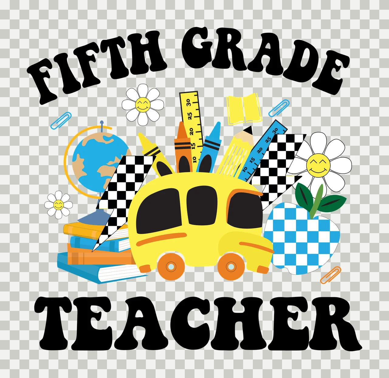 Teacher Silhouette School Supplies stationary globe apple Variation transparency and detail preview thumbnail