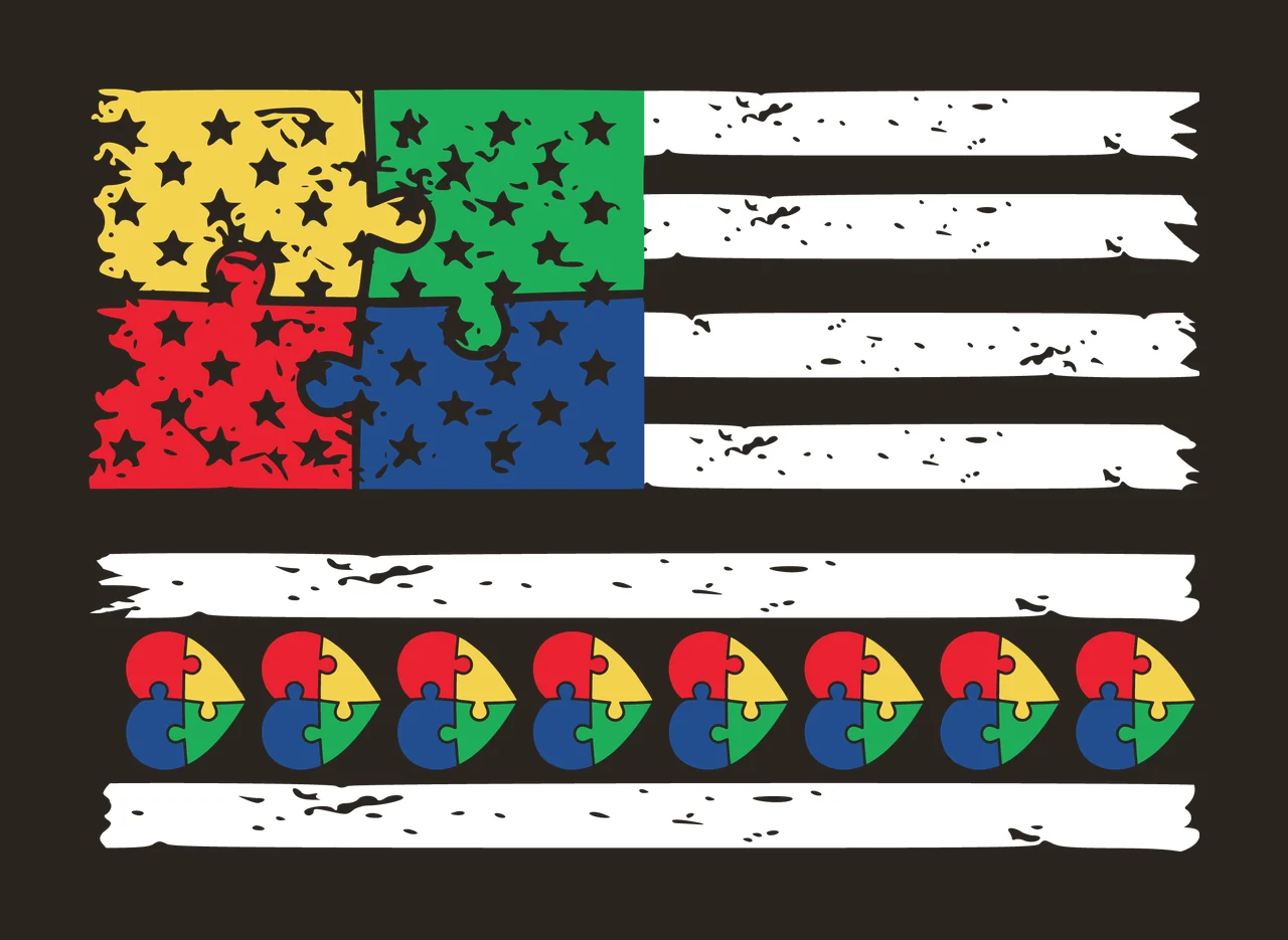 Flag Distressed American Heart Puzzle Design Distressing stars contrast preview thumbnail