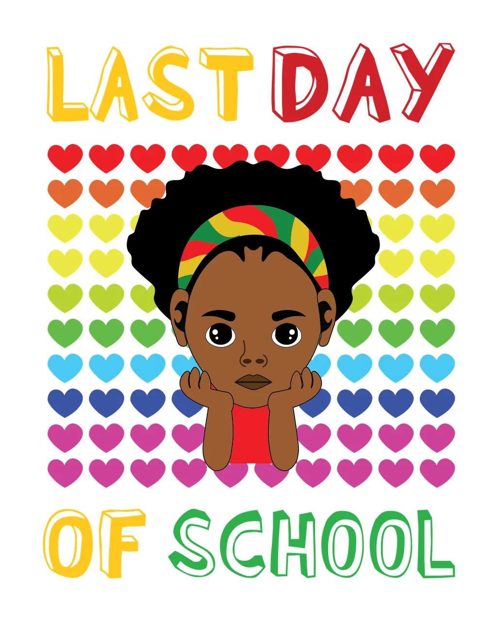 Last Day Of School Hearts Graphic typography silhouette black