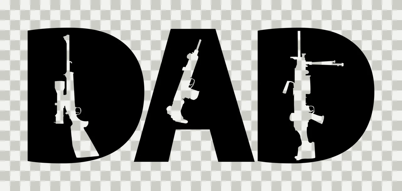 Dad Word With Rifle Silhouettes typography rifles letters minimalist transparency and detail preview thumbnail