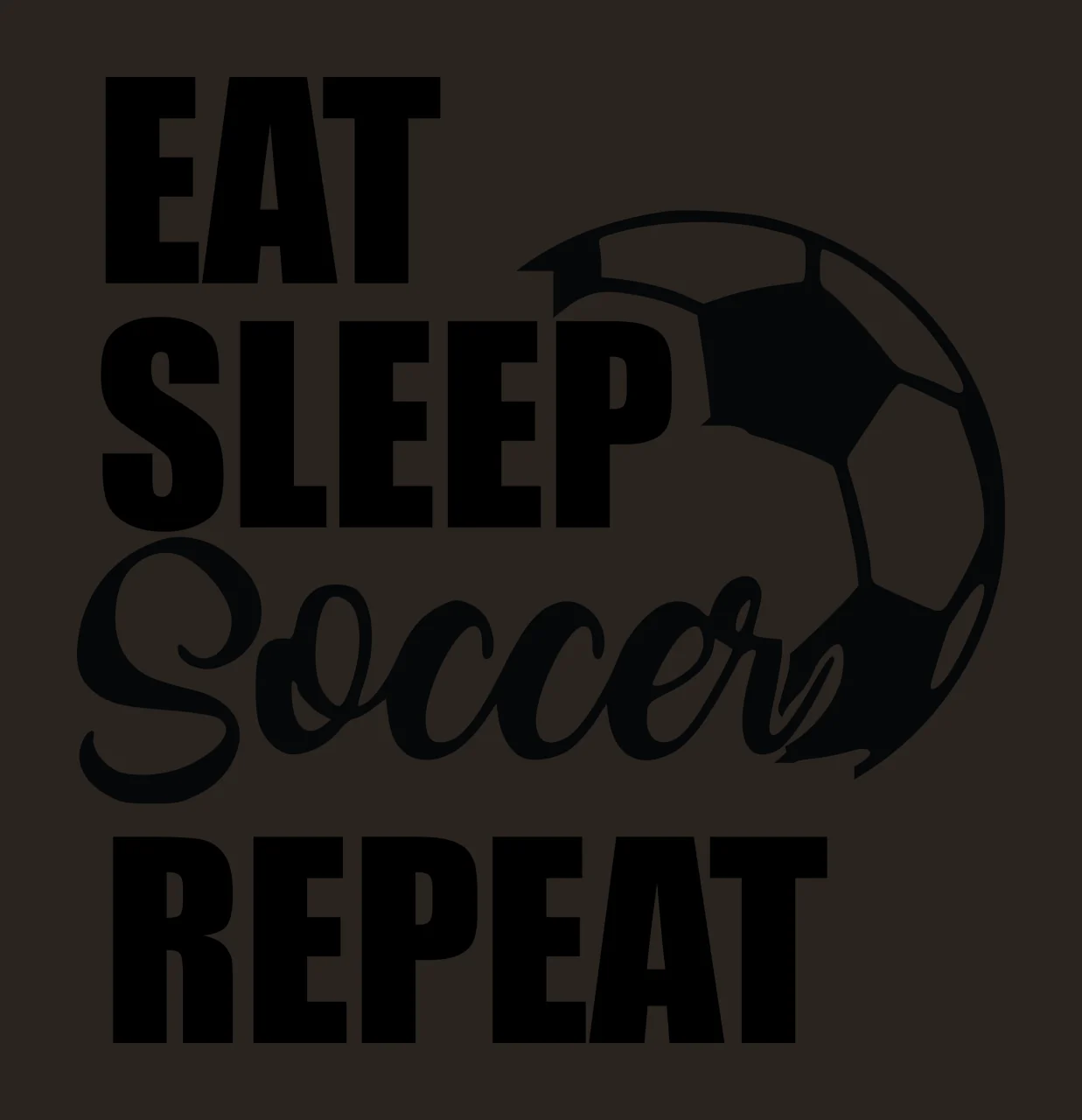 Eat Sleep Soccer Repeat Bold Black Text and ball white typography contrast preview thumbnail