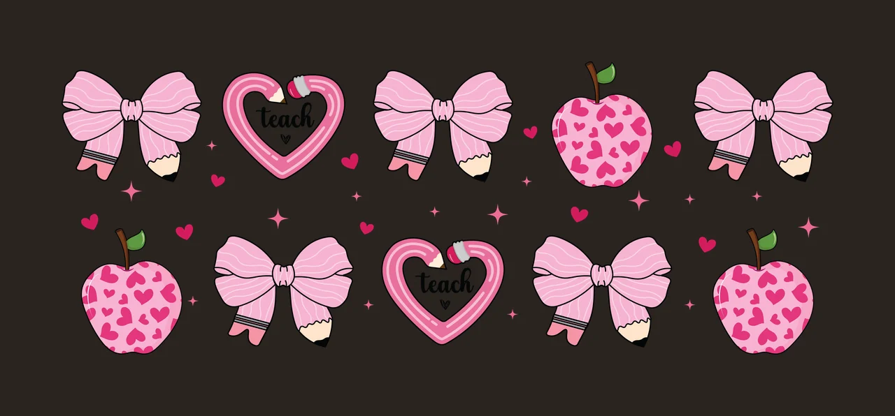 Can Glass Wrap Teach Heart Bows And Apples symbols arranged contrast preview thumbnail