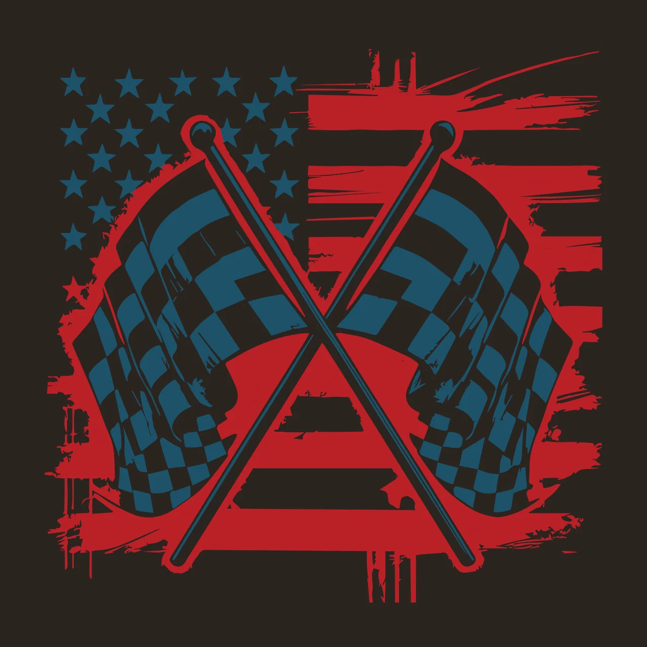 Flag Crossed Racing Flags Us crossing checkered stars and stripes contrast preview thumbnail