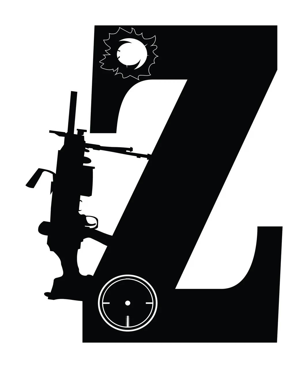 Gun Alphabet Character 17 scalable logo design icon