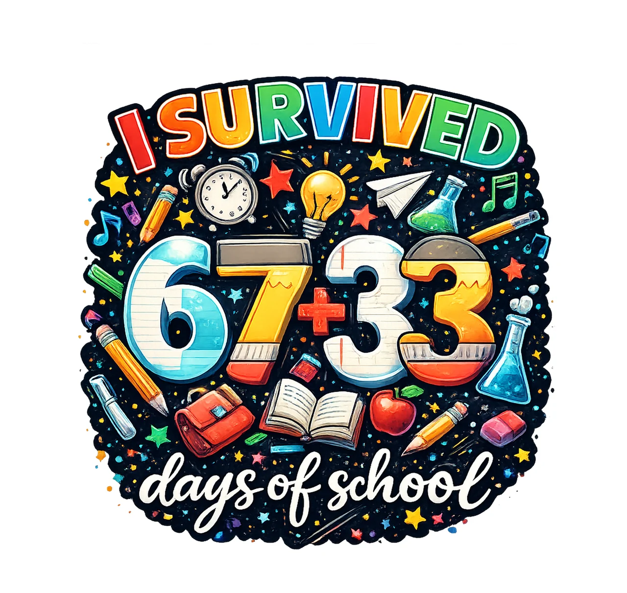 Survived 67 33 Days Of School 100 Days Shirt Design Teacher