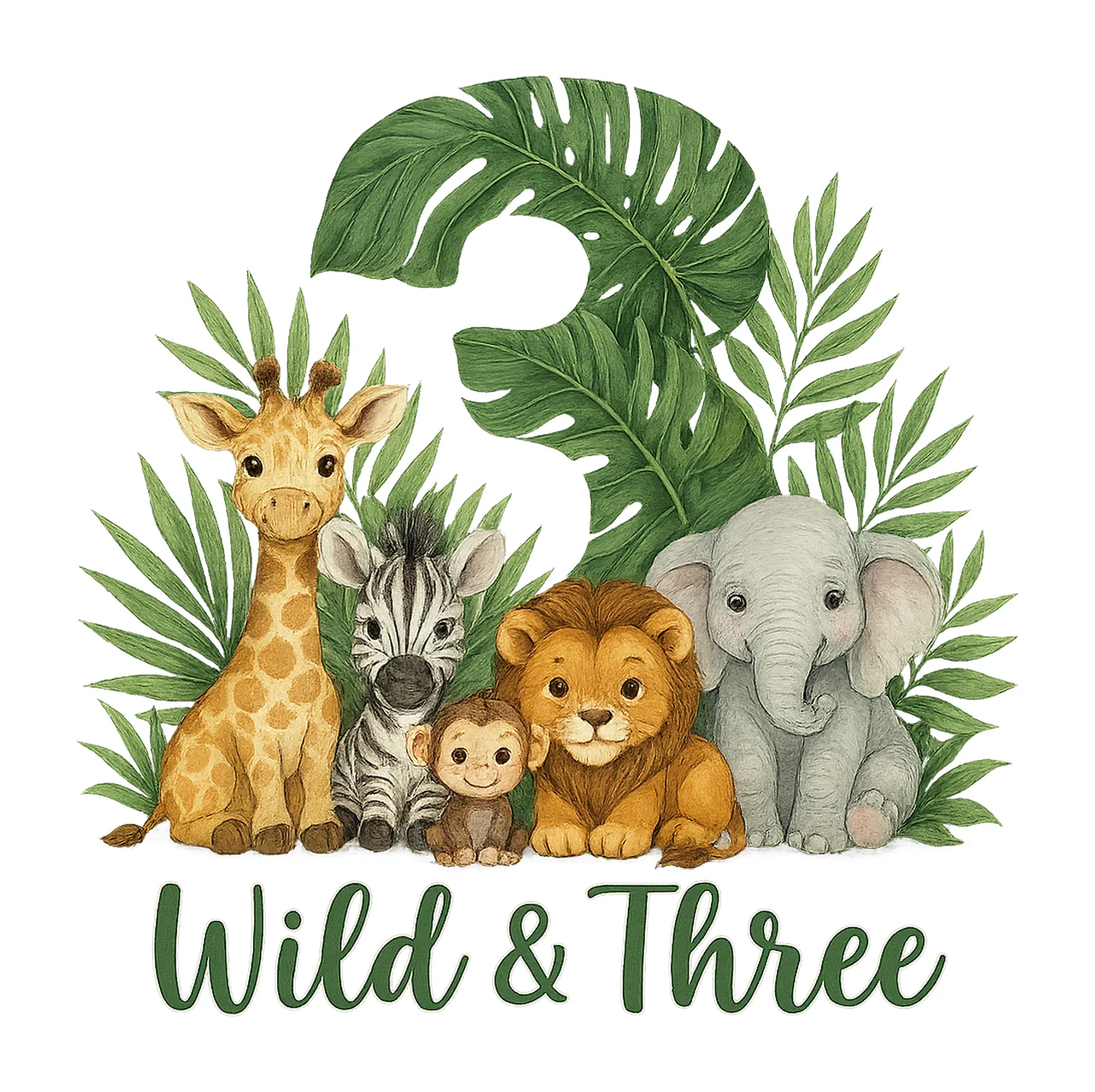 Wild and Three Safari Animals 3rd Birthday Jungle Party