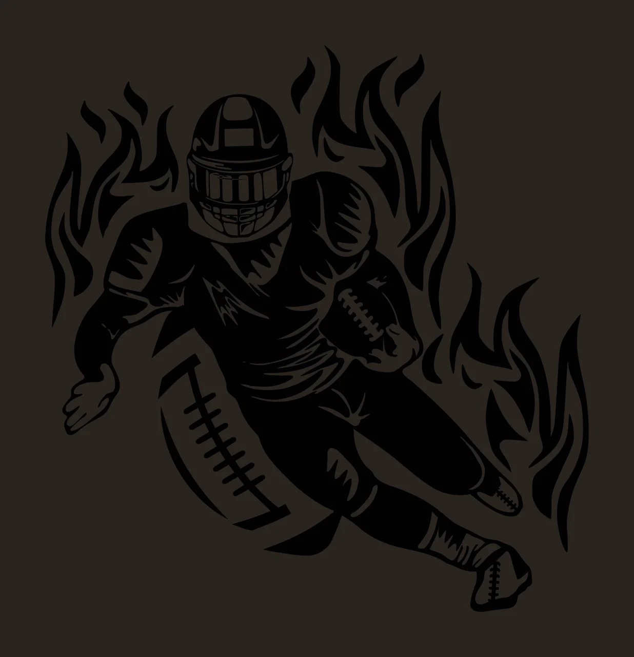 Fire Football Player Running person helmet black white flames contrast preview thumbnail