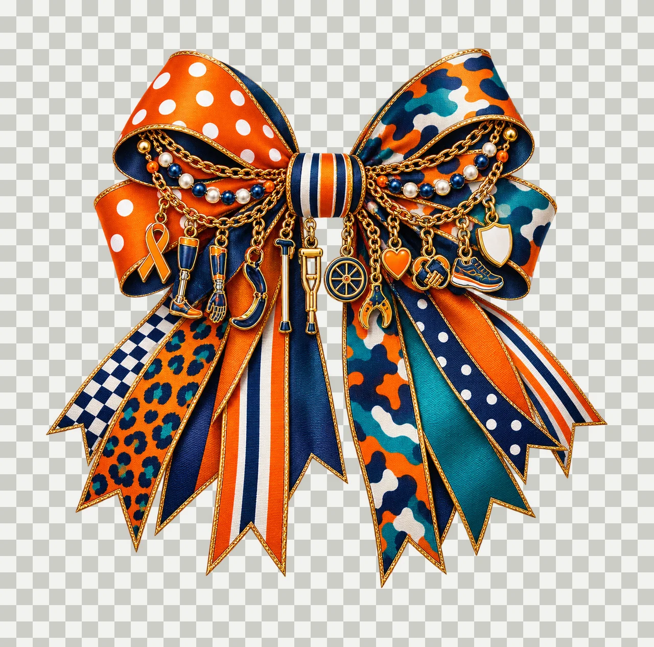 Limb Loss and Limb Difference Awareness Bow Charm PNG, Gold Chain Charms, Transparent Sublimation Design, Digital Download transparency and detail preview thumbnail