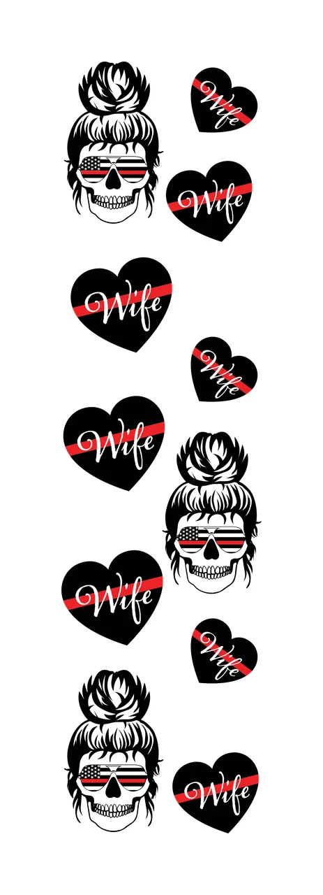 Skull And Heart Shapes Line Pattern vertical layout glasses