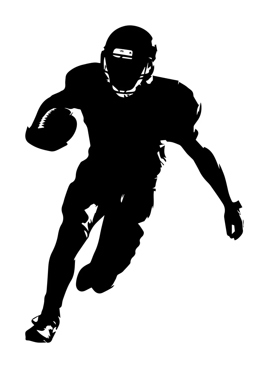 Running Athlete Silhouette Holding A Ball During Game helmet
