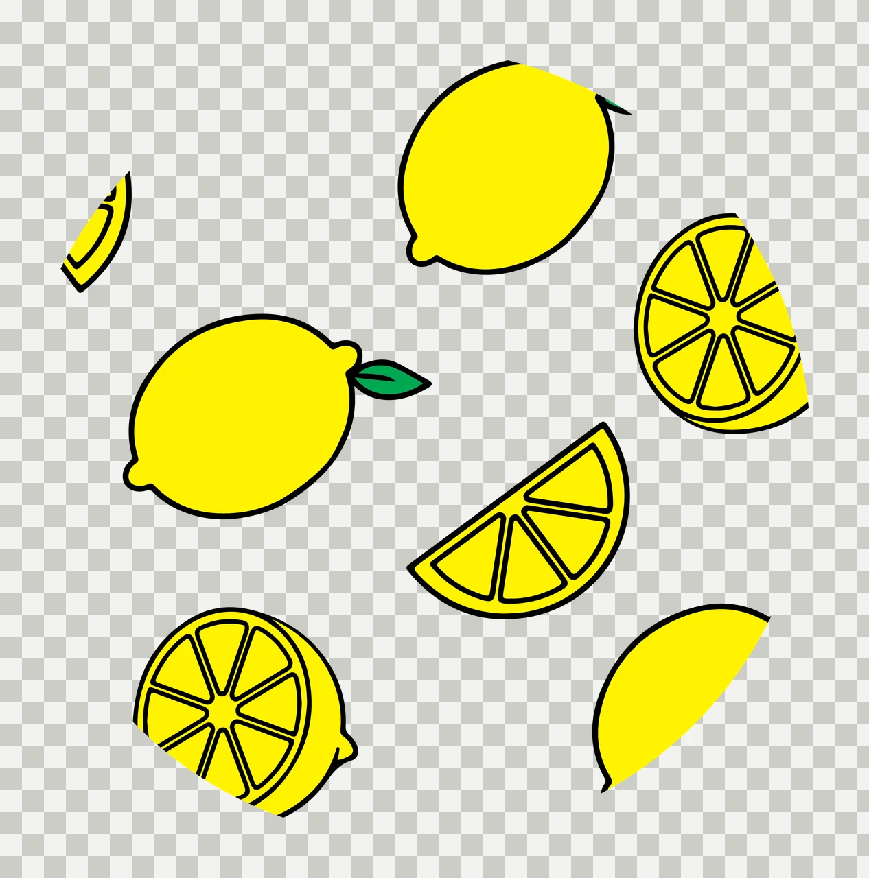 Keychain Lemon And Slice Pattern Circle leaves graphic outline transparency and detail preview thumbnail