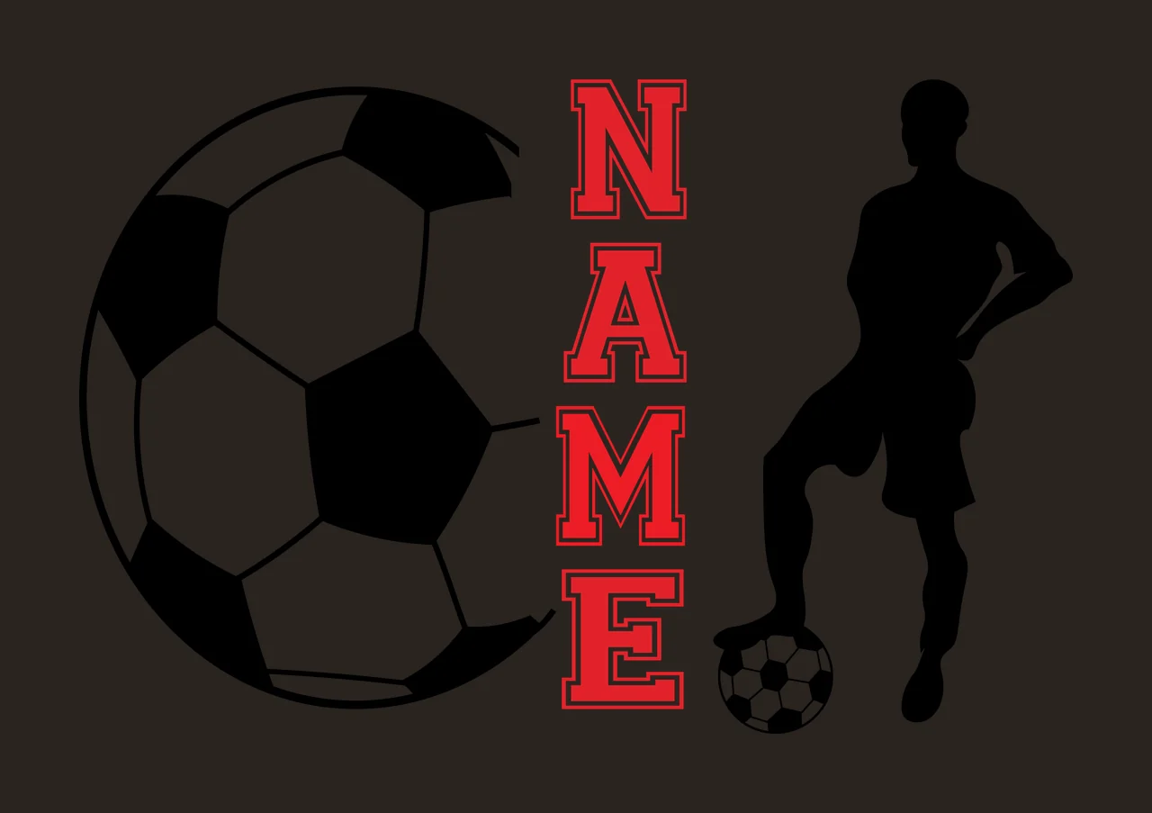 Soccer Name Text With Player standing ball person silhouette contrast preview thumbnail