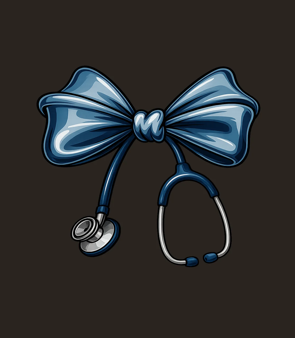 Bow Tied With Stethoscope And Glossy In Blue ribbon medical contrast preview thumbnail