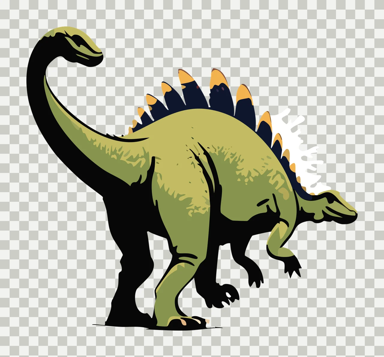 Dinosaur Stegosaurus Silhouette Side Profile standing black transparency and detail preview thumbnail