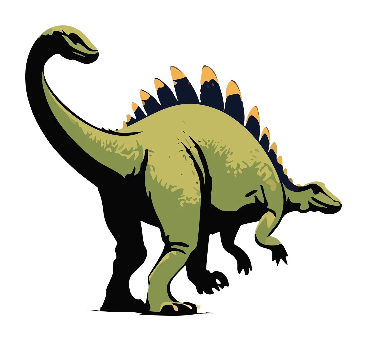 Dinosaur Stegosaurus Silhouette Side Profile standing black