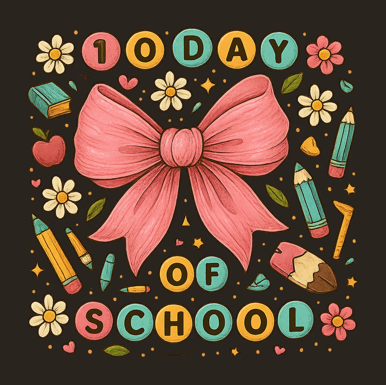 100 Days of School Coquette Teacher 100 Days Design School contrast preview thumbnail