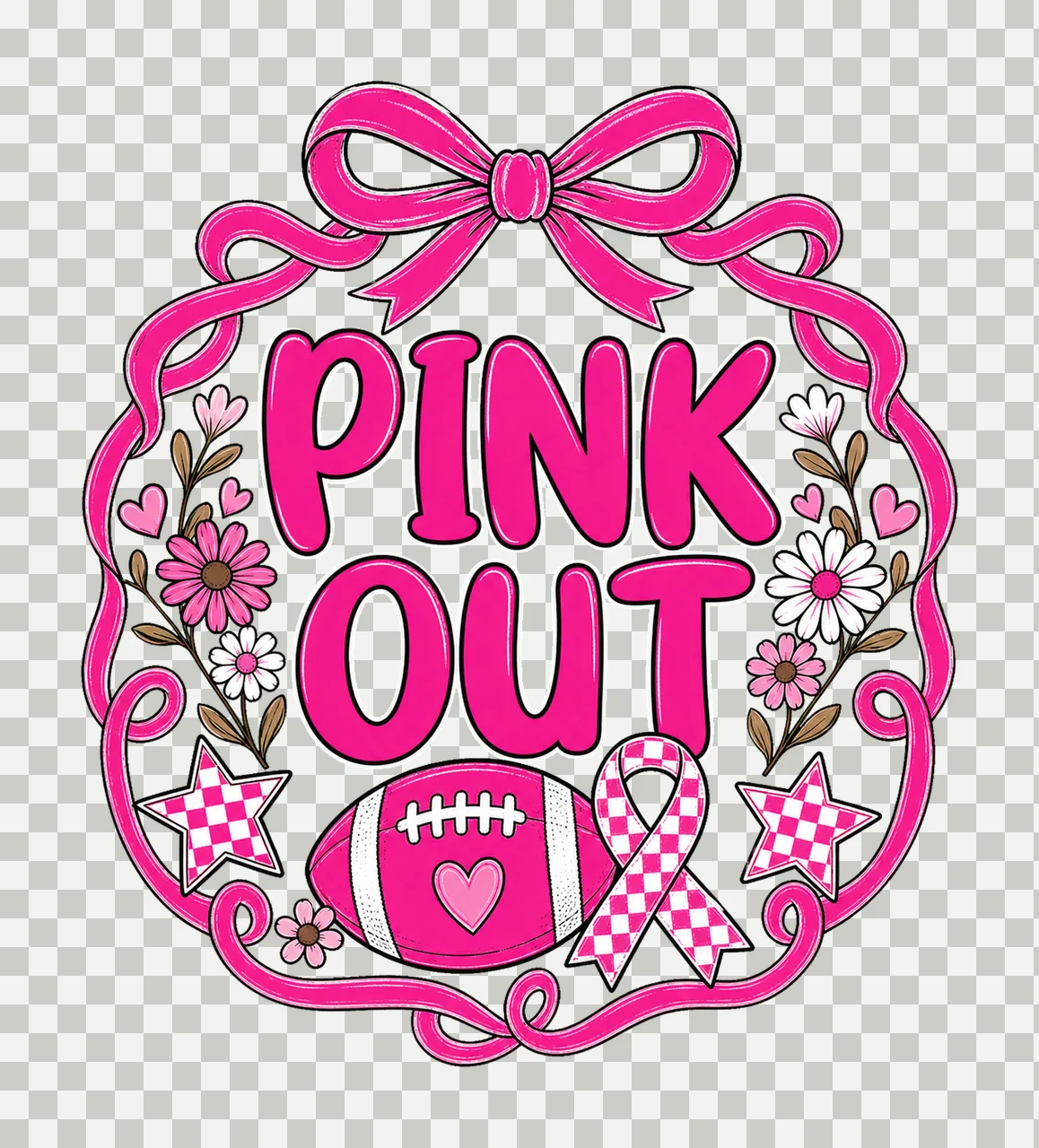 Preppy Football Pink Out Coquette Breast Cancer Variation C transparency and detail preview thumbnail