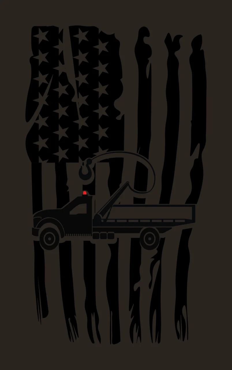 Tow truck with Stars, Stripes, Hook in Black, White Graphic silhouette Style contrast preview thumbnail