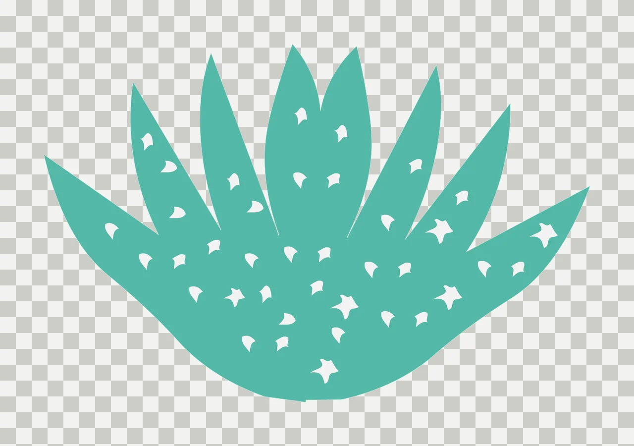 Teal cactus-like plant with white star and teardrop cutouts Illustration transparency and detail preview thumbnail