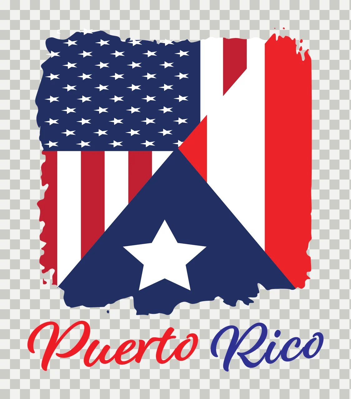 Puerto Rico Grunge Flag Design representing stars stripes triangle transparency and detail preview thumbnail