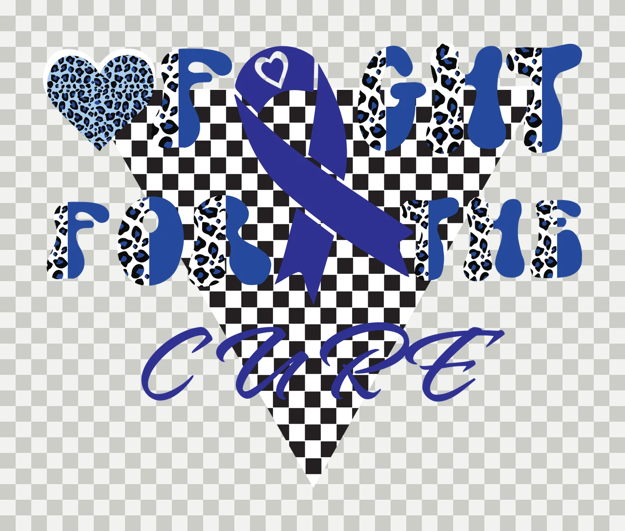 Fight For The Cure Triangular Design overlaying triangle heart transparency and detail preview thumbnail
