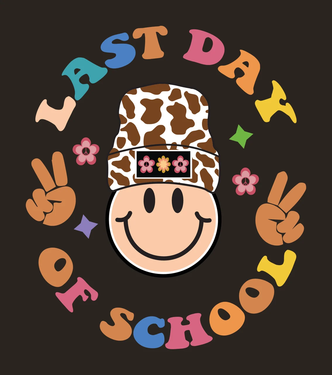 Last Day Of School Text Design typography celebrating face outline contrast preview thumbnail