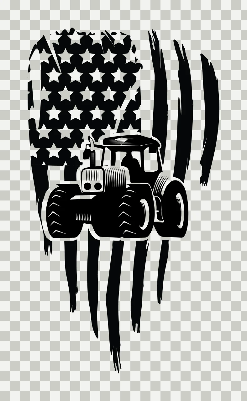 Tractor Flag Over American Silhouette stars stripes wheels transparency and detail preview thumbnail