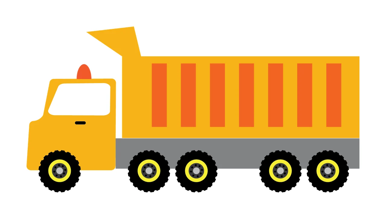 Construction Dump Truck Silhouette With Raised Bin raising